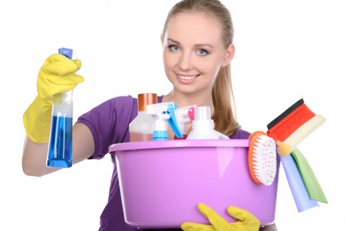 Cleaner completing a safety-focused final check