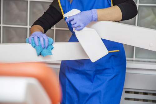 Commercial cleaning team working in a Roehampton workspace